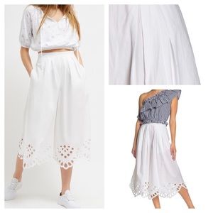 NWT French Connection Briza Eyelet Culottes White